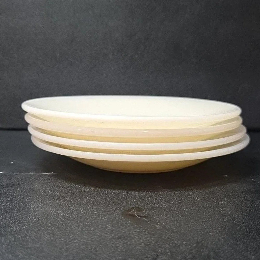Anchor Hocking Fire King Milk Glass Saucers, Set of 4,‎ Off White Dinnerware